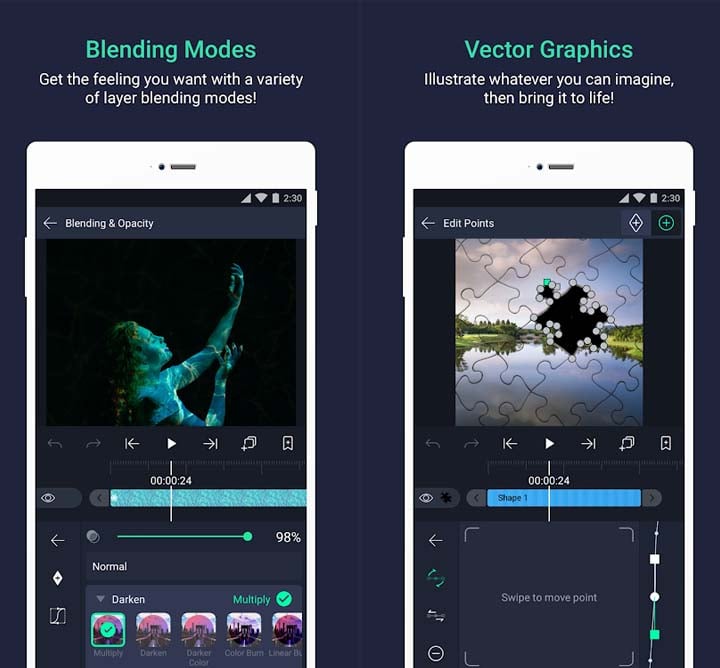 Use all Blending Modes and Visual Effects on Alight Motion MOD APK